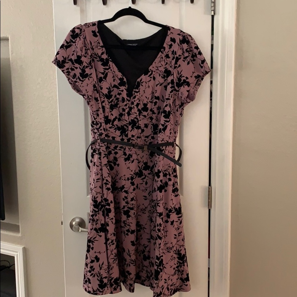 Purple dress with black velvet flowers